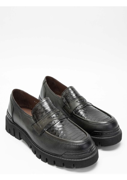 Erkek Deri Haki Loafer Ayakkabı 698 1082-7 Erk Ayk SK23/24 Hakı Fltr/ptn