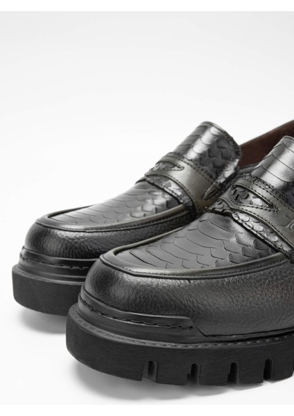 Erkek Deri Haki Loafer Ayakkabı 698 1082-7 Erk Ayk SK23/24 Hakı Fltr/ptn