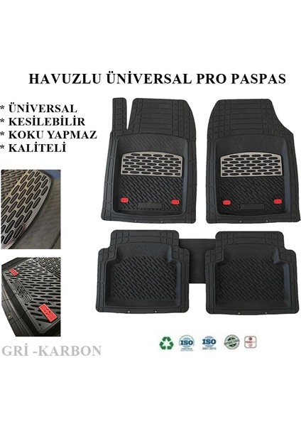 Ford Fiesta Hb 2003 Havuzlu Üniversal Paspas Siyah - Gri