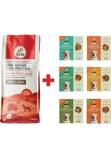 Yetişkin Mini Irk Köpek Maması 2.5 kg + Kito Fresh Tanışma Paketi