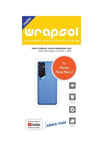 Tecno Pova Neo 2 Mat Arka ve Yan Koruyucu Poliüretan Film