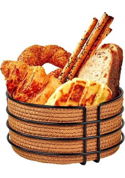 Siyah Paslanmaz Yuvarlak Ekmek Sepeti Makrome - Çok Amaçlı Metal fiyatları