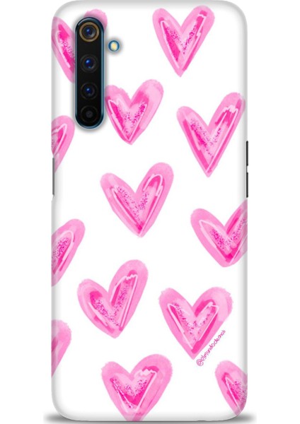Realme 6 Pro Kılıf Hd Baskılı - Pembe Kalpler