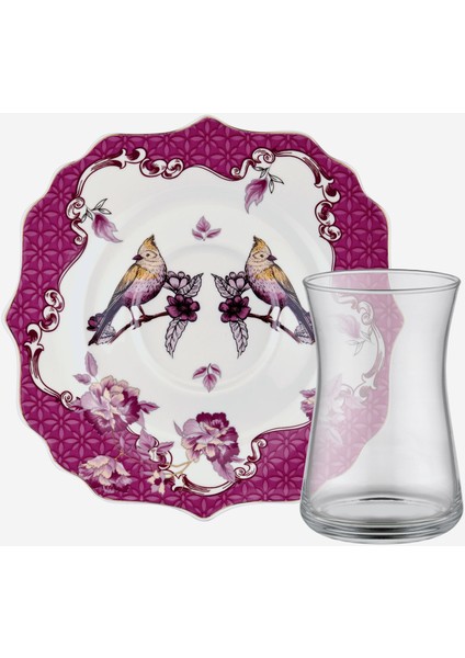 Allure Pembe Porselen Çay Tabağı Seti 15 cm