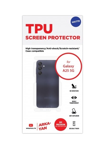 Samsung Galaxy A25 5g Mat Arka ve Yan Koruyucu Tpu Film