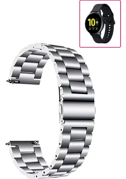 Samsung Galaxy Watch Active 2 40MM/44MM Uyumlu Kordon Klasik Baklava Model Paslanmaz Çelik Metal Kayış