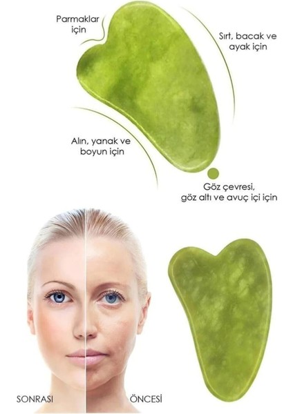 Yeşim Kalp Gua Sha Doğal Yüz Masaj Taşı modelleri