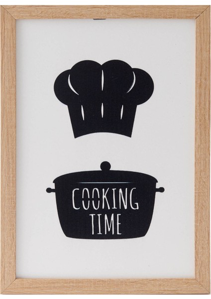 Cooking Time Ahşap Çerçeveli Tablo - Beyaz - 25X35 cm