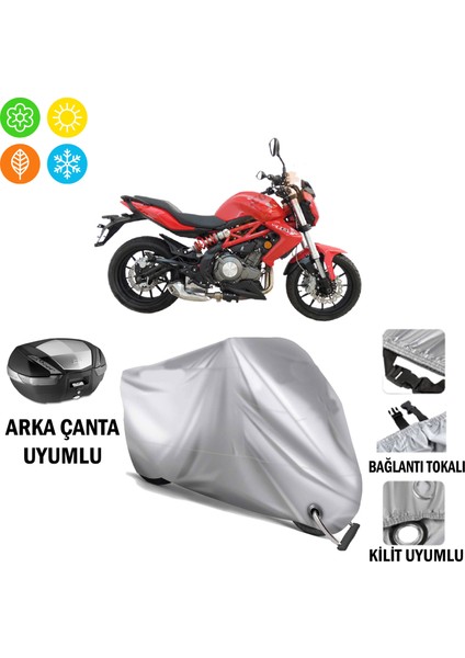 Benelli Tnt 250 Branda Motosiklet Brandası Arka Çanta Bağlantı ve Kilit Uyumlu