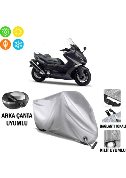 Yamaha Tmax 530 Branda Motosiklet Brandası Arka Çanta Bağlantı ve Kilit Uyumlu
