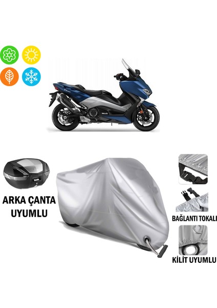 Yamaha Tmax Dx Abs Branda Motosiklet Brandası Arka Çanta Bağlantı ve Kilit Uyumlu