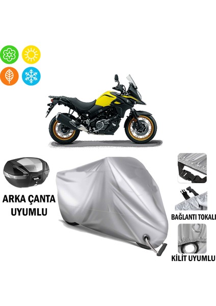 Suzuki V-Strom Dl 650 Branda Motosiklet Brandası Arka Çanta Bağlantı ve Kilit Uyumlu