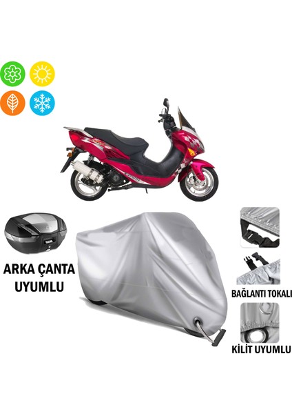 Kanuni Storm 150 Branda Motosiklet Brandası Arka Çanta Bağlantı ve Kilit Uyumlu