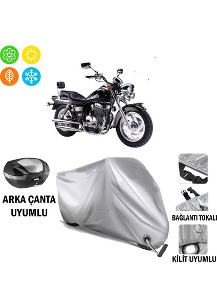 Kanuni Seyhan 250 Branda Motosiklet Brandası Arka Çanta Bağlantı ve Kilit Uyumlu