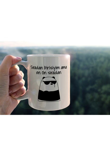 Panda Sıradan Birisiyim Ama En Ön Sıradan Baskılı Seramik Kahve Çay Kupası fiyatları