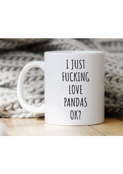 Ben Sadece Pandaları Seviyorum Kupa - Panda Kupa - Panda Hediyesi - Ingilizce Kupası