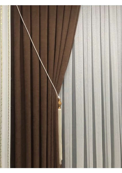 Kahverengi Ada Fonluk Ekstraforlu Düz Dikim Fon Perde fiyatları