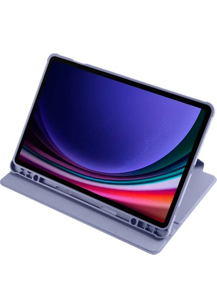 Samsung Galaxy Tab S9 SM-X710 Kılıf Termik Arkası Şeffaf Smart Kapaklı Kalem Bölmeli T1 Mor