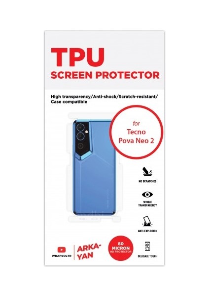 Tecno Pova Neo 2 Arka ve Yan Koruyucu Tpu Film