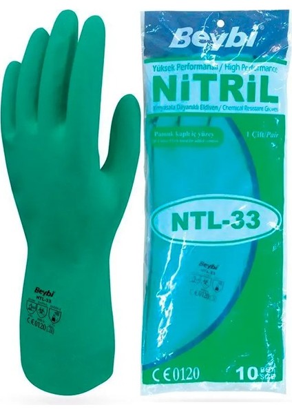 Ntl-38 Yeşil Nitril Eldiven Beden 9