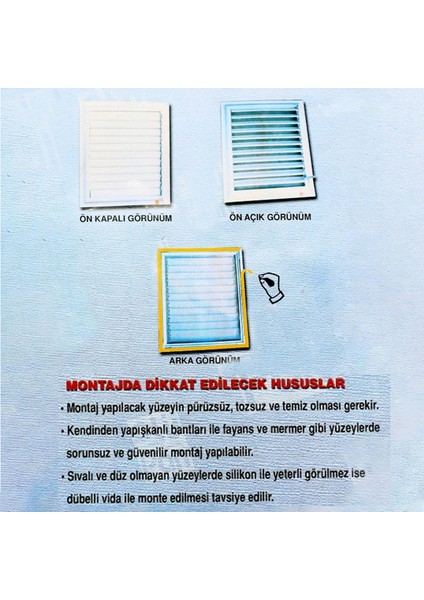 Menfez Banyo Wc Tuvalet Depo Havalandırma Plastik Panjur Beyaz 65X65 cm