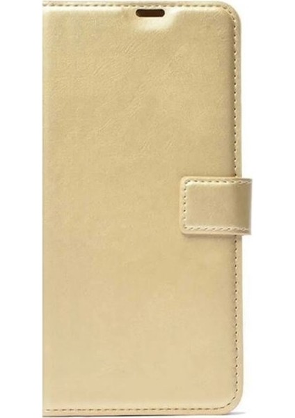 Xiaomi Poco C65 Kılıf Delüx Cüzdan Kartvizitli Standlı Kopçalı Gold