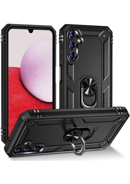 Samsung Galaxy A05S Kılıf Vega Sert Silikon Tank Standlı Yüzüklü Mıknatıslı Siyah