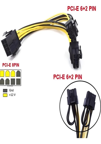 Pci-E 8 Pin Ekran Kartı Express Power Güç Çoklayıcı Kablosu-20 cm