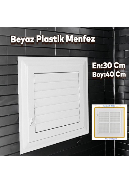 Menfez Banyo Wc Tuvalet Depo Havalandırma Plastik Panjur Beyaz 30X40 cm