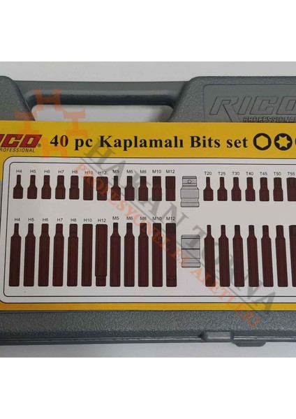 Rico 40 Parça Lokmalı Power Bits Torx Torck Tork Kaplamalı S2 Çelik Seti Takımı