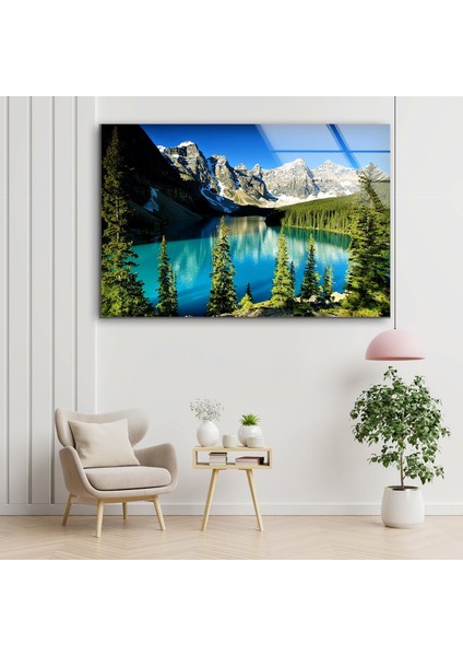 Orman Dağ Manzarası Temperli Cam Duvar Tablosu modelleri