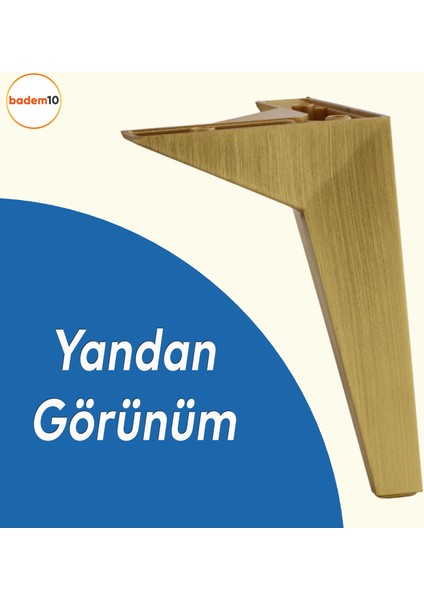 Moderno Mobilya Kanepe Sehpa Tv Ünitesi Baza Koltuk Ayağı Sarı Gold Altın Eskitme 15 Cm Ayakları
