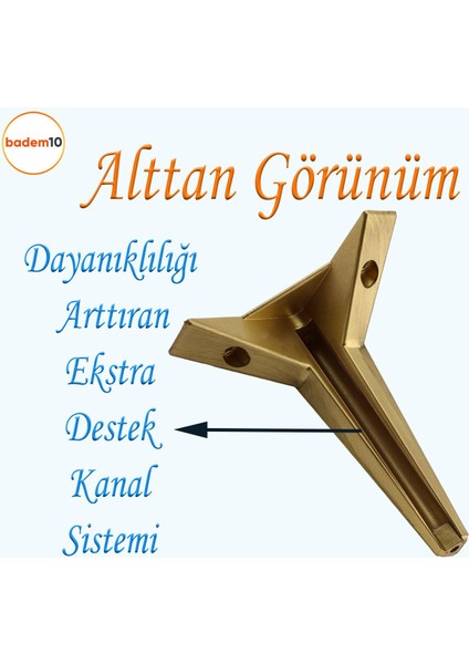 Moderno Mobilya Kanepe Sehpa Tv Ünitesi Baza Koltuk Ayağı Sarı Gold Altın Eskitme 15 Cm Ayakları