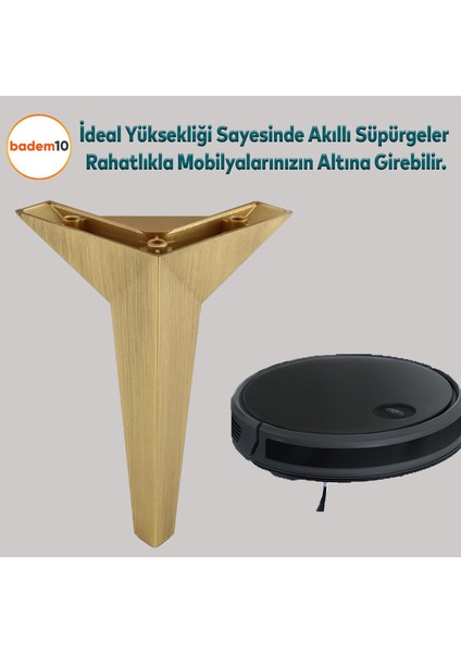 Moderno Mobilya Kanepe Sehpa Tv Ünitesi Baza Koltuk Ayağı Sarı Gold Altın Eskitme 15 Cm Ayakları