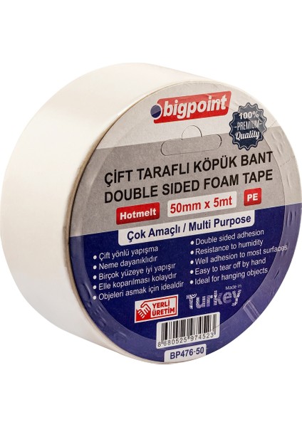 Çift Taraflı Köpük Bant 50MMX5M 4'lü Paket