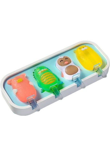 Deyuer Dondurma Kalıp Yapışmaz 4 Kaviteler Silikon Dıy Karikatür Popsicle Kalıp (Yurt Dışından)
