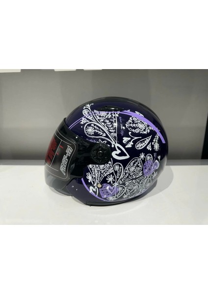 Kask Free-M 601 Çenesiz Mor Flower