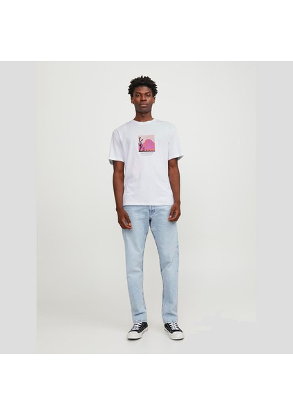 Jack & Jones Jorlucca Erkek Beyaz T-Shirt 12253613-BrightWhite