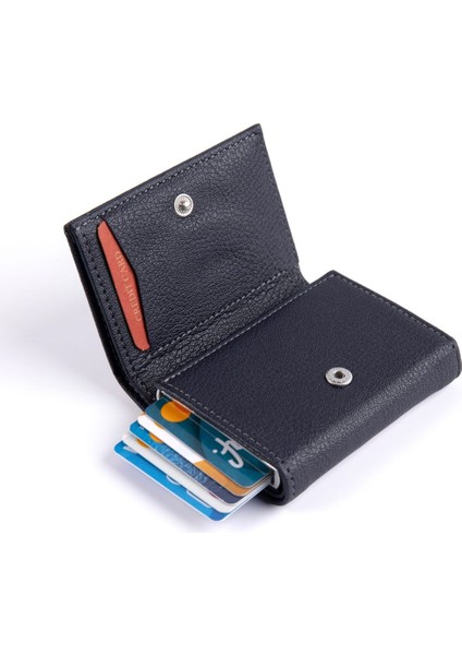 Polo Man's Lacivert Bol Kartlı Kağıt Para Bölmeli Otomatik Mekanizmalı Unisex Cüzdan Kartlık PBU10822 fiyatları