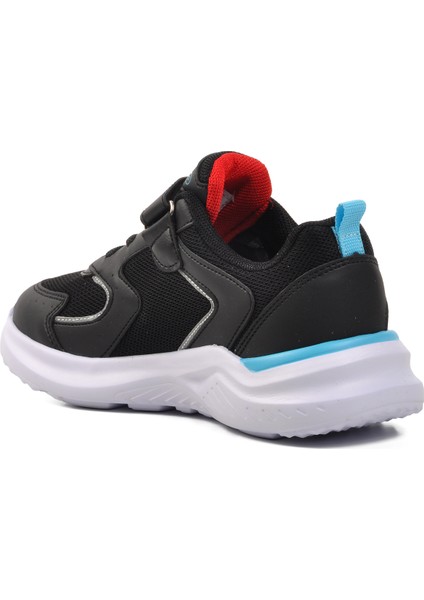 1425-F Siyah-Turkuaz-Kırmızı Cırtlı Çocuk Spor Ayakkabı fırsatları