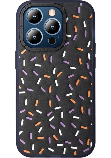 Apple iPhone 15 Pro Max Kılıf Renkli Kısa Çizgi Detaylı Bern HBC-222 Kapak Gri