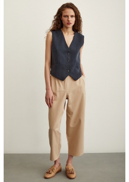 Önü Çift Pileli Pantolon Bej fiyatları