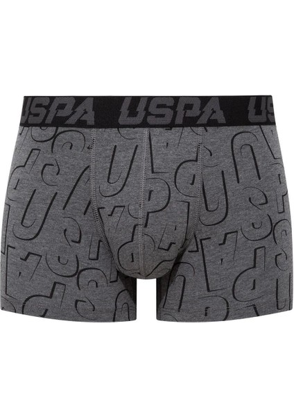 80496 Erkek Pamuklu 3'lü Boxer Siyah Antrasit Baskılı