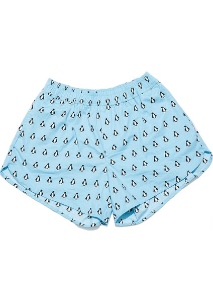 Desenli Kadın Ev Şort – Chill Space Collection – Cool Like Penguin
