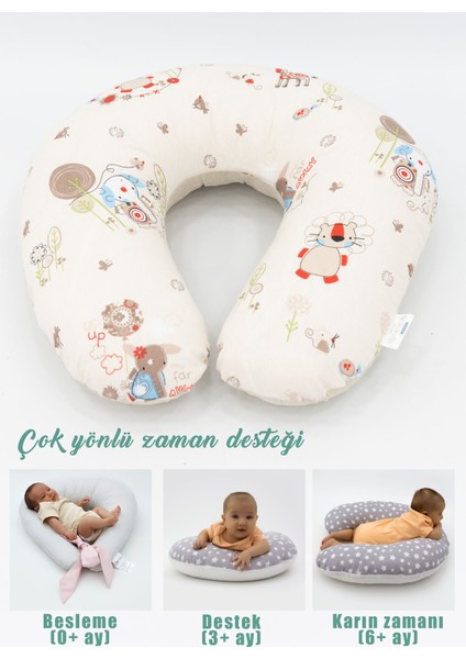 Bebek Emzirme Önlüğü ve Yastık 2' Li Avantajlı Set, Emzirme Önlüğü ve Emzirme Yastığı Animal Serisi