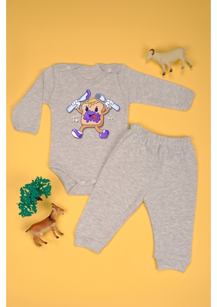 Pamuklu Uzun Kollu Açıktım Baskılı Alt - Üst Zıbın Takım