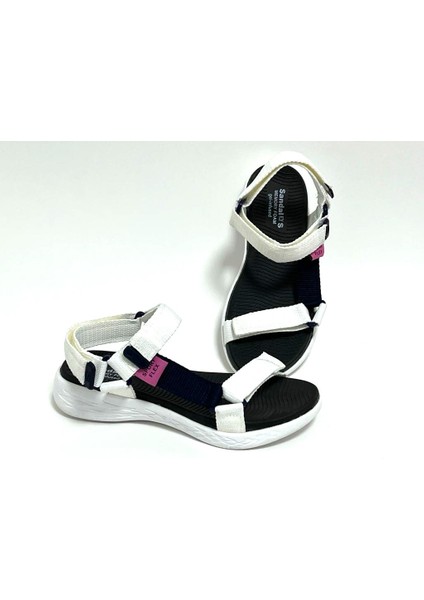 Kadın Kısa Topuk Rahat Taban Cırtlı Günlük Spor Sandalet SS001-0158 Beyaz modelleri