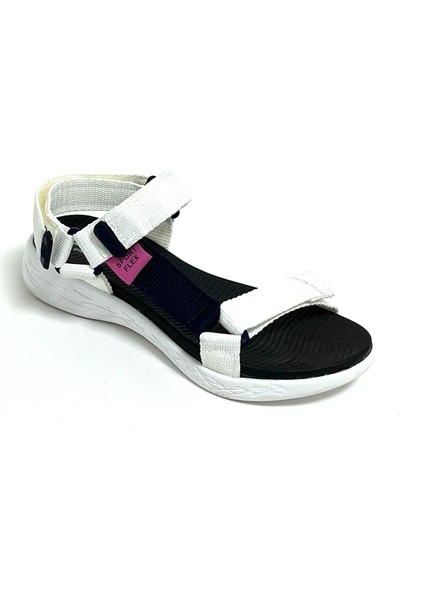 Kadın Kısa Topuk Rahat Taban Cırtlı Günlük Spor Sandalet SS001-0158 Beyaz fırsatları