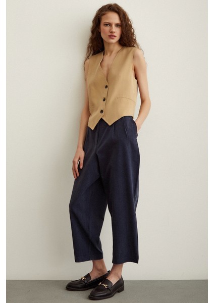 Önü Çift Pileli Pantolon Lacivert fiyatları