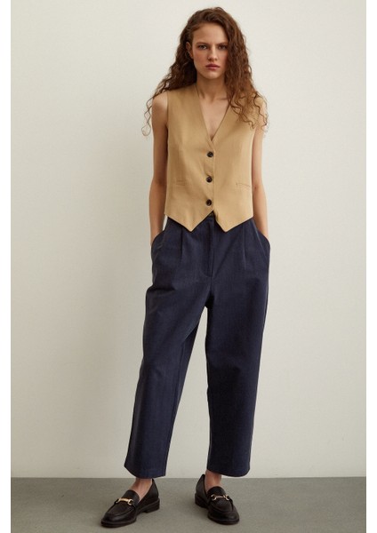 Önü Çift Pileli Pantolon Lacivert fırsatları